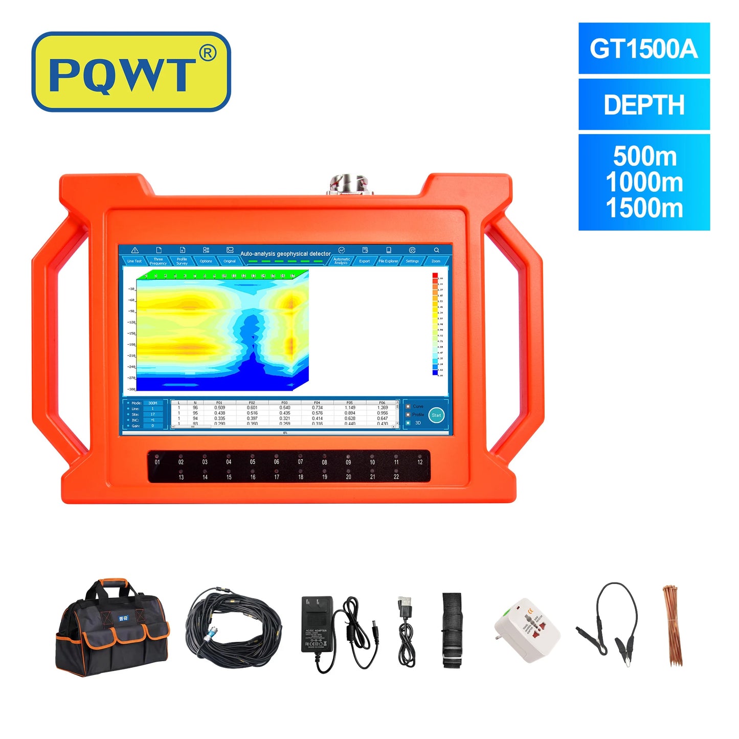 PQWT-GT150A Underground Water Detector Geophysical Equipment Auto Analysis 3D Rendering One-time Wiring