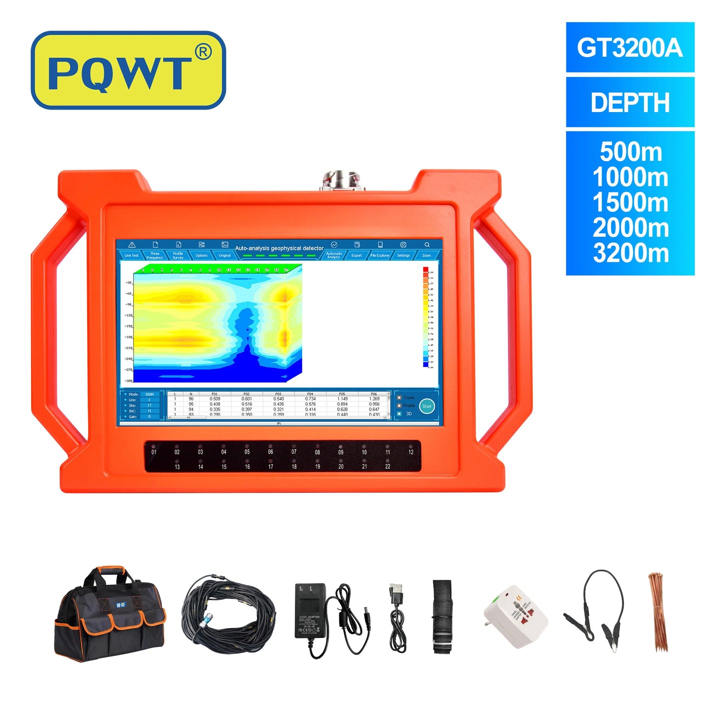 PQWT-GT150A Underground Water Detector Geophysical Equipment Auto Analysis 3D Rendering One-time Wiring