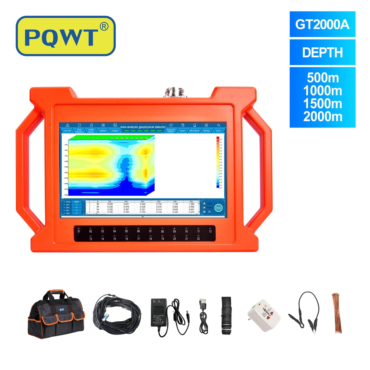 PQWT-GT150A Underground Water Detector Geophysical Equipment Auto Analysis 3D Rendering One-time Wiring