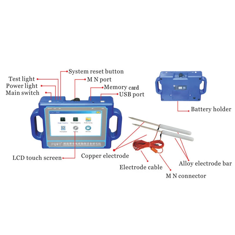 PQWT S500 Geophysical water survey equipment borehole water well logging ground water detector