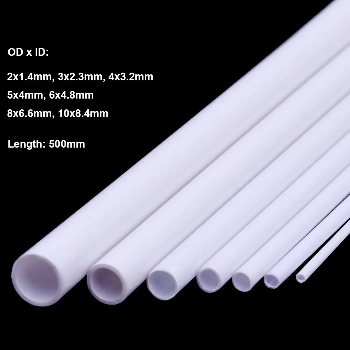 10/20pcs White ABS Round Plastic Pipe Tube Hollow Pipe OD 2/3/4/5/6/8/10mm x Length 500mm DIY Handmade Sand Table Material