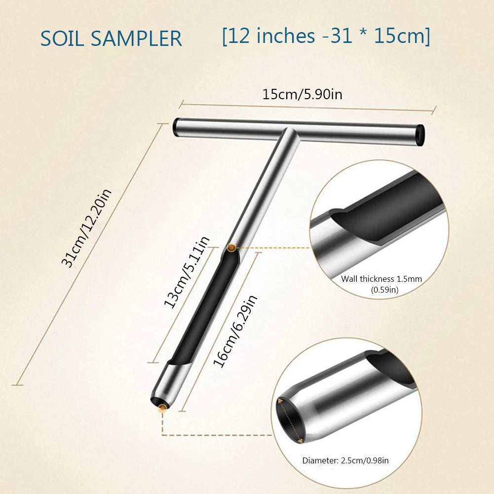 Soil Sampler Probe Portable Soil Sampling Probe Stainless Steel Quick Inspection 12inch/21inch Garden Lawn Maintenance Tool