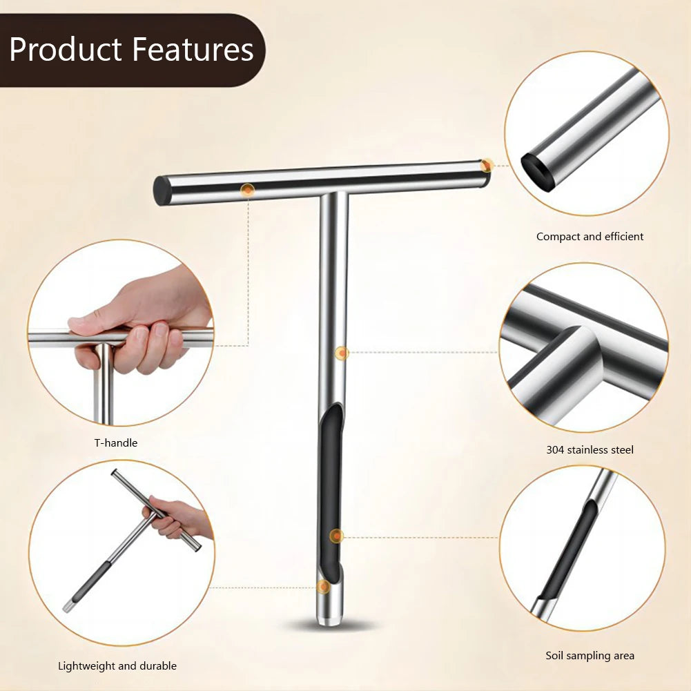 Soil Sampler Probe Portable Soil Sampling Probe Stainless Steel Quick Inspection 12inch/21inch Garden Lawn Maintenance Tool