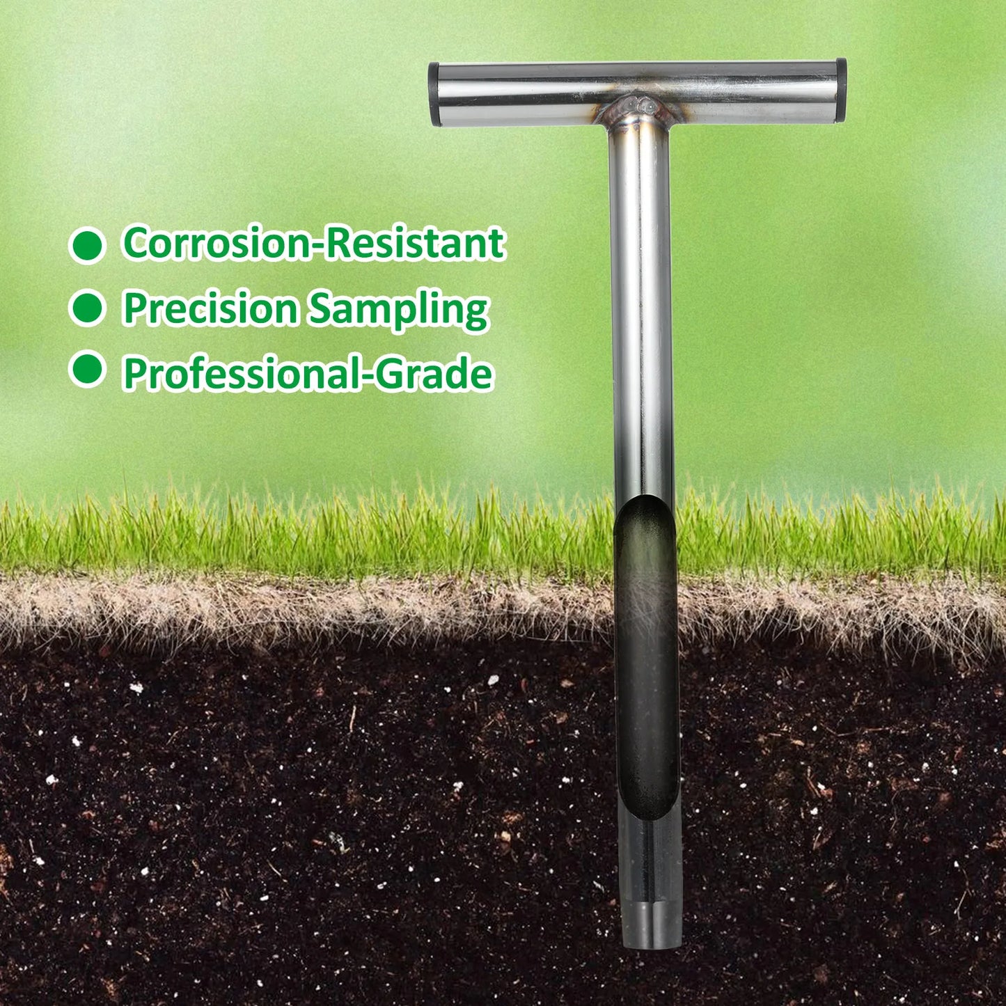 Soil Sampler Probe Stainless Steel Soil Sampling Probe Quick Inspection 12inch/21inch Garden Lawn Maintenance Tool