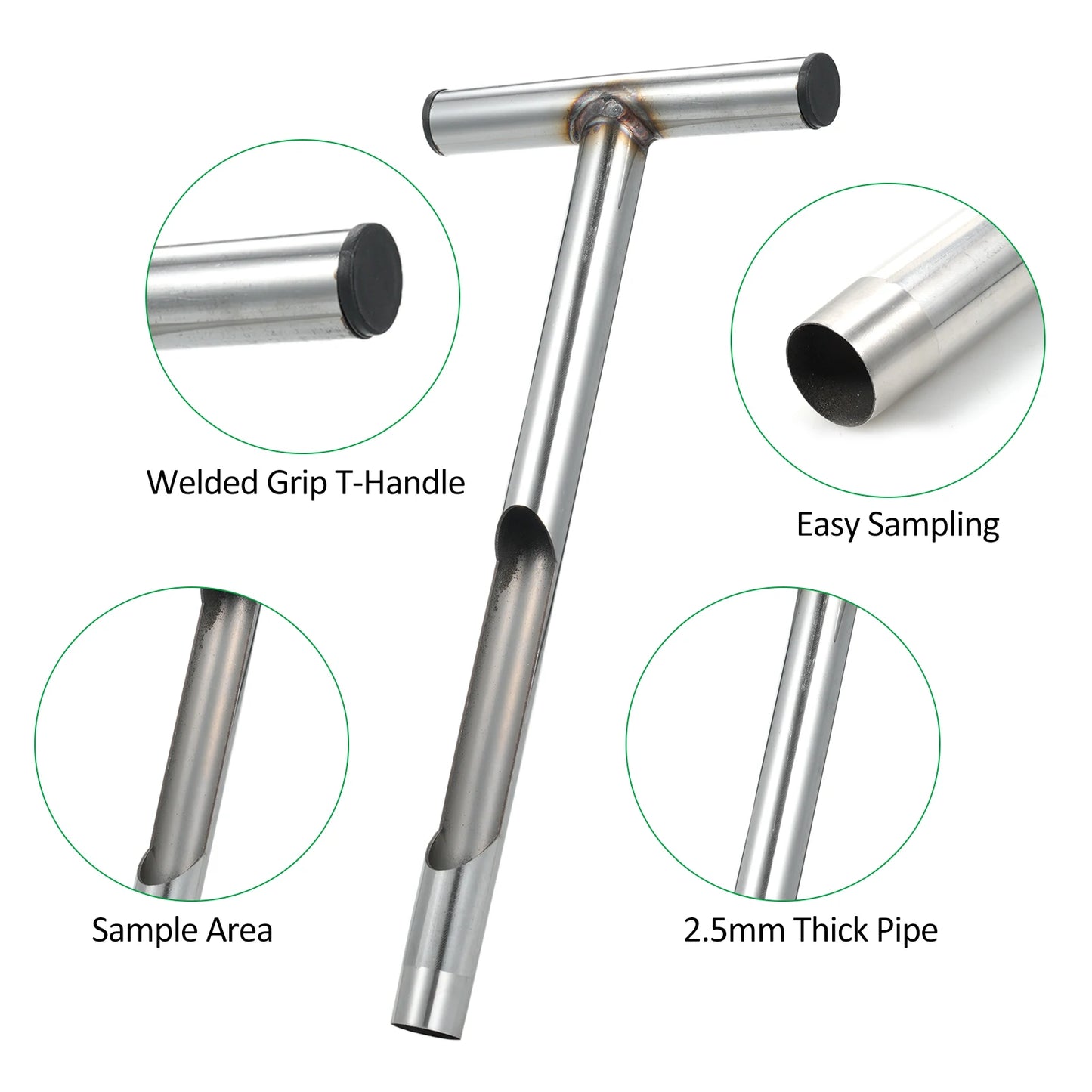 Soil Sampler Probe Stainless Steel Soil Sampling Probe Quick Inspection 12inch/21inch Garden Lawn Maintenance Tool