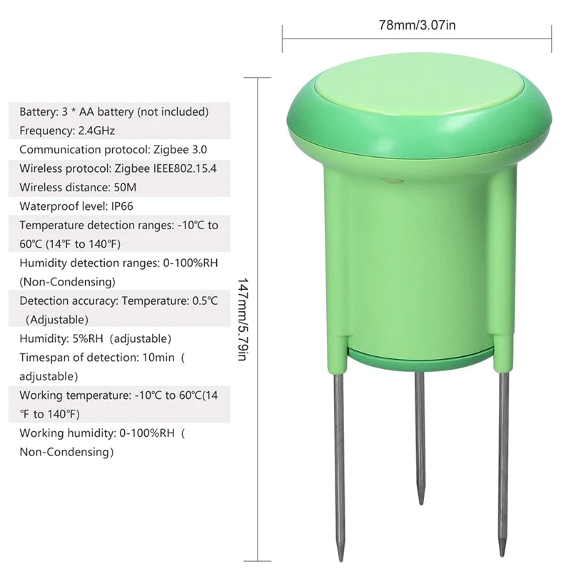 Tuya ZigBee Soil Tester Temperature and Humidity Sensor IP66 Grade Waterproof APP Control Support View History