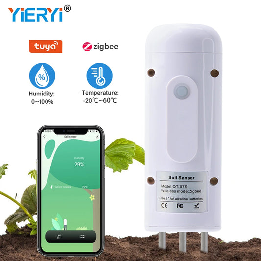 Tuya Zigbee Soil Moisture Meter Wireless Temperature Humidity Tester Plant Monitor IP67 Waterproof Detector for Garden Planting